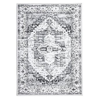 Vintage Style Area Rug Thin Washable Entryway Rug Distressed Multi Thin Carpet