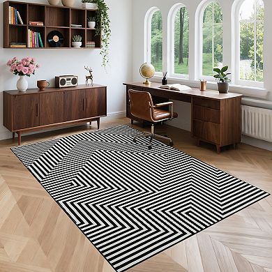 Rug Washable Rug Modern Abstract Striped Area Rug