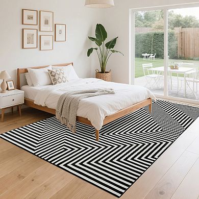 Rug Washable Rug Modern Abstract Striped Area Rug