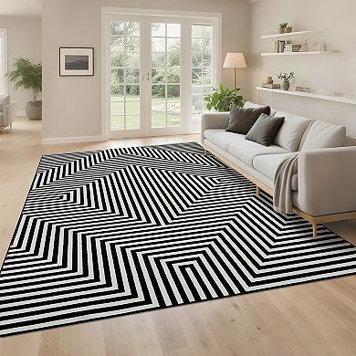 Rug Washable Rug Modern Abstract Striped Area Rug