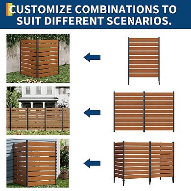 2 Panels No-Dig Privacy Screen Fence, Aluminum Frame Vinyl Slats Outdoor Enclosure