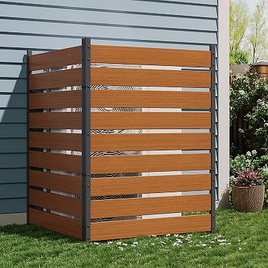 2 Panels No-Dig Privacy Screen Fence, Aluminum Frame Vinyl Slats Outdoor Enclosure