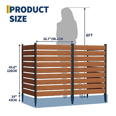 2 Panels No-Dig Privacy Screen Fence, Aluminum Frame Vinyl Slats Outdoor Enclosure