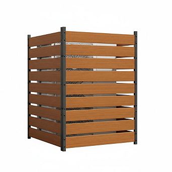 2 Panels No-Dig Privacy Screen Fence, Aluminum Frame Vinyl Slats Outdoor Enclosure