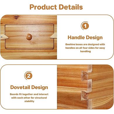 10-Frame Langstroth Beehive Kit with Window, Wax-Coated 2 Deep 1 Medium Supers Ready to Use