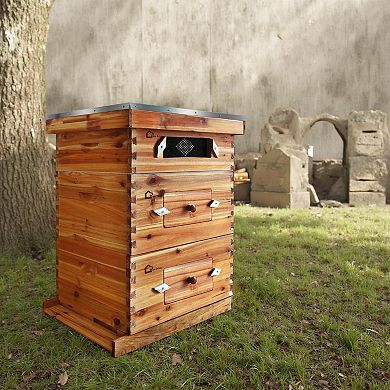 10-Frame Langstroth Beehive Kit with Window, Wax-Coated 2 Deep 1 Medium Supers Ready to Use