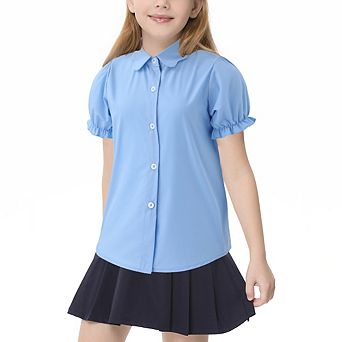 Girls' Puff Short Sleeve Button-Down Shirt