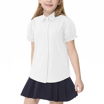 Girls' Puff Short Sleeve Button-Down Shirt