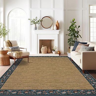 ANIXOL Washable Modern Farmhouse Floral Area Rug
