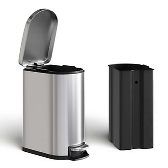 2.6 Gallon Step-on Bathroom Trash Bin with Lid 12.6 x 7.32 x 15.28in