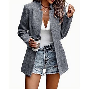Women Casual Blazer Open Front Long Sleeve Work Office Suit Jacket