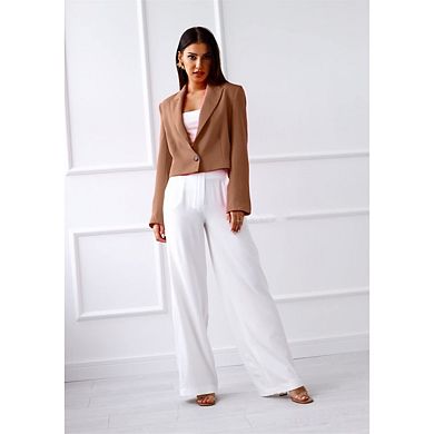 Women's Cropped Blazers Business Casual Lightweight Button Lapel Suit Jacket Short Work Outfits