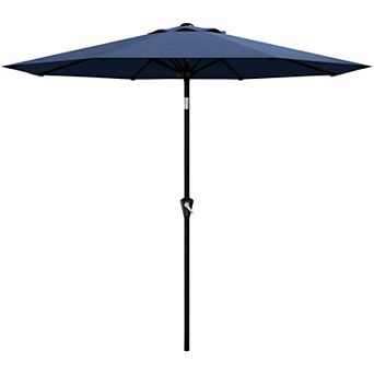 9FT Patio Umbrella with Crank Lift and Push Button Tilt 8 Sturdy Ribs