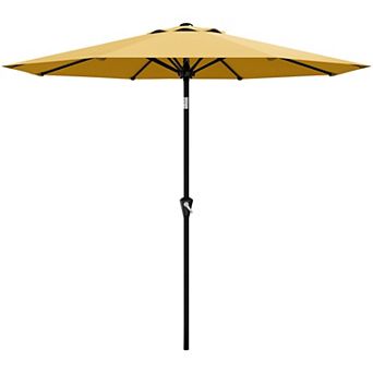 9FT Patio Umbrella with Crank Lift and Push Button Tilt 8 Sturdy Ribs