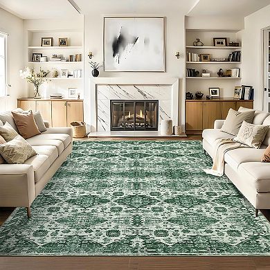 ANIXOL Washable Foldable Persian Style Low Pile Area Rug