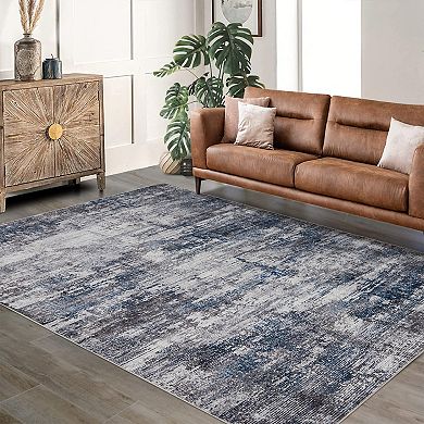ANIXOL Washable Abstract Plush Non-Slip Area Rug