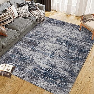 ANIXOL Washable Abstract Plush Non-Slip Area Rug