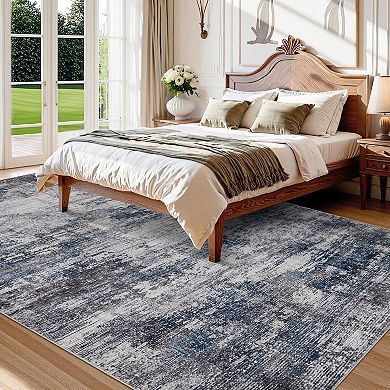 ANIXOL Washable Abstract Plush Non-Slip Area Rug