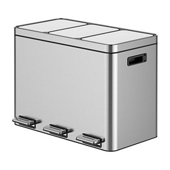 ANIXOL Triple Compartment Stainless Steel Recycling Trash Can