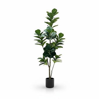Artificial Fiddle Leaf Fig Tree for Home Office Living Room, Indoor Outdoor Greenery