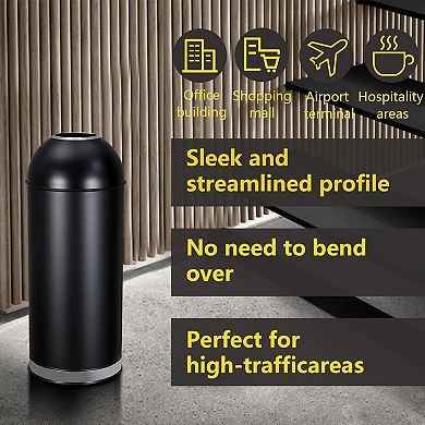 ANIXOL Open Top Stainless Steel Trash Can, 17 Gallon Commercial