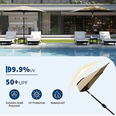 Patio Umbrella 9FT Half Umbrella Outdoor with Smooth Crank Lift Outdoor Shade Canopy