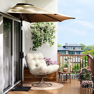 Patio Umbrella 9FT Half Umbrella Outdoor with Smooth Crank Lift Outdoor Shade Canopy