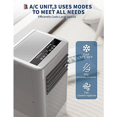 3-in-1 Floor AC Unit for Rooms Up to 350 Sq.ft with Dehumidifier & Fan, 24H Timer