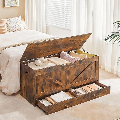 Rustic 43.3" Storage Chest Toy Bench 220 Lb Drawer