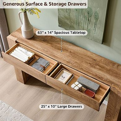 Modern Entryway Console Table with Drawers Behind Couch 200 lb