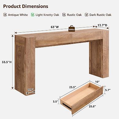 Modern Entryway Console Table with Drawers Behind Couch 200 lb