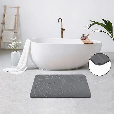 Feather Diatomaceous Earth Bathroom Mat - Super Absorbent, Non-Slip, Quick-Drying