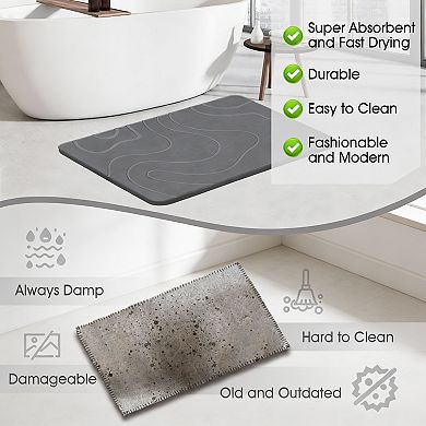 Feather Diatomaceous Earth Bathroom Mat - Super Absorbent, Non-Slip, Quick-Drying