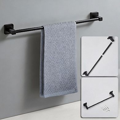 Matte 4-Piece Bath Set 23.6" Towel Bar Ring Hooks Paper Holder