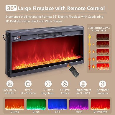 Fluted Fireplace TV Stand Curved Media Console Adjustable Shelves