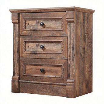 Farmhouse Nightstand Charging Station Roman Column 3 Drawers