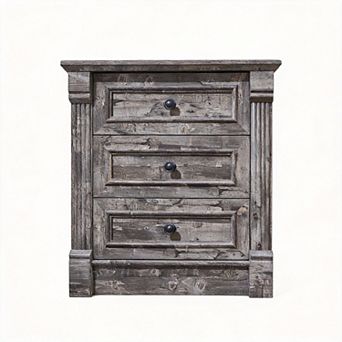 Farmhouse Nightstand Charging Station Roman Column 3 Drawers