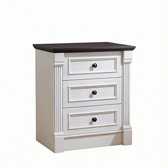 Farmhouse Nightstand Charging Station Roman Column 3 Drawers