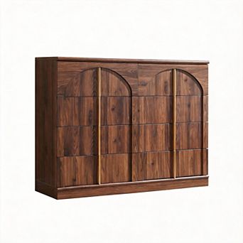 Modern Arched 8-Drawer Dresser with Gold Handles