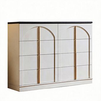 Modern Arched 8-Drawer Dresser with Gold Handles