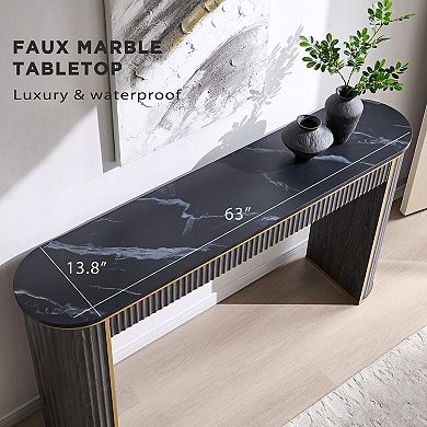 Modern Fluted Console Table for Entryway Sofa Hallway 150lbs