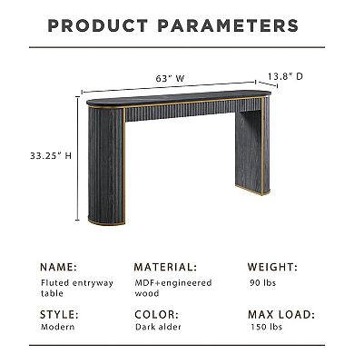 Modern Fluted Console Table for Entryway Sofa Hallway 150lbs