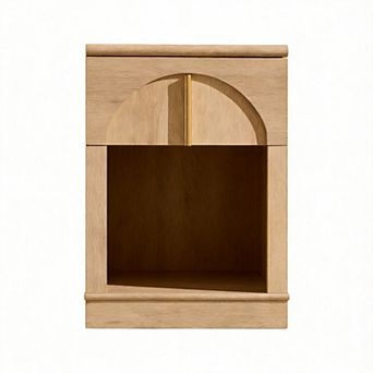 Modern Arched Nightstand with Charging Station Drawer Shelf