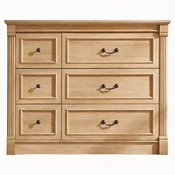 Farmhouse Roman Column Rustic Dresser with Mixed Drawer Sizes