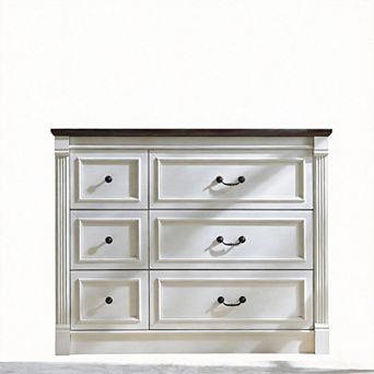 Farmhouse Roman Column Rustic Dresser with Mixed Drawer Sizes