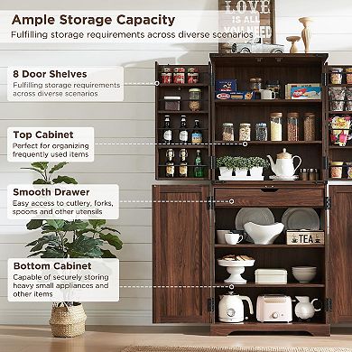 Farmhouse Pantry Cabinet Barn Door Organizer Adjustable Shelves