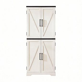 Farmhouse Pantry Cabinet Barn Door Organizer Adjustable Shelves