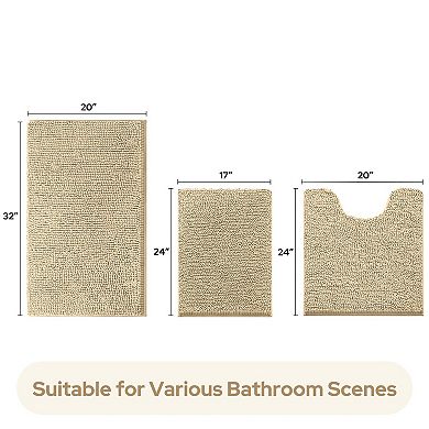 Three-piece extra soft snowproof bathroom rug set