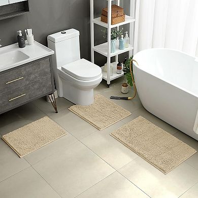 Three-piece extra soft snowproof bathroom rug set