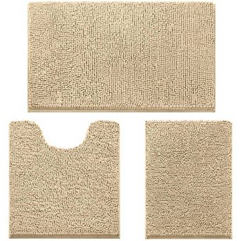 Three-piece extra soft snowproof bathroom rug set